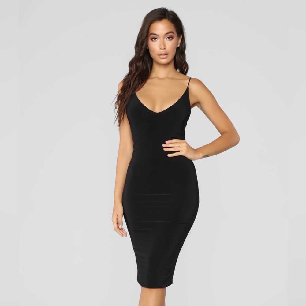 Black Midi Dress Size Large Fashion Nova NWT